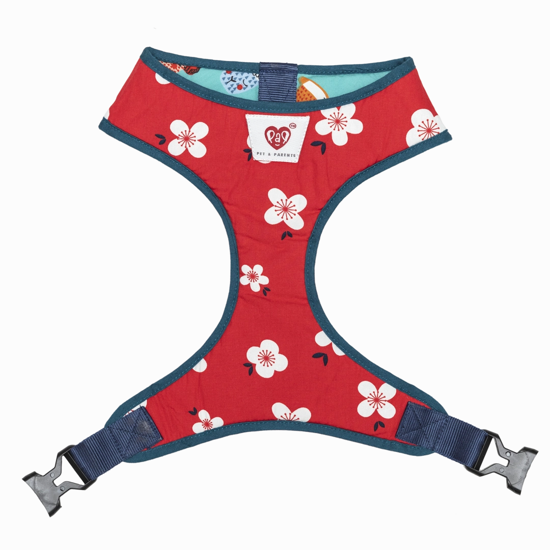Pet And Parents Floral Cartoon Reversible Harness for Dogs