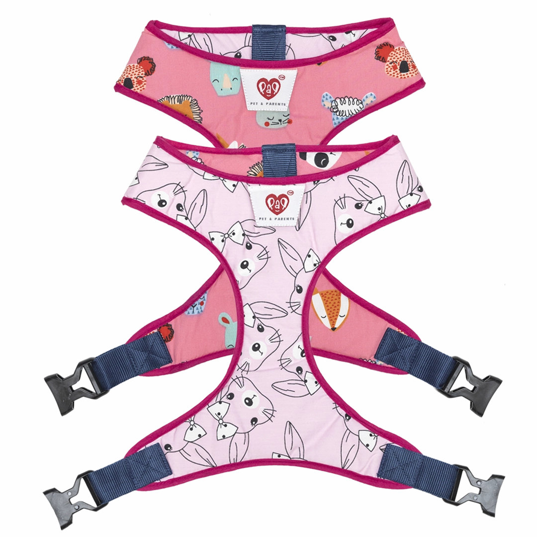Pet And Parents Pink Faces Reversible Harness for Dogs