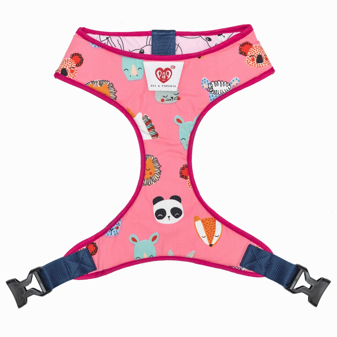 Pet And Parents Pink Faces Reversible Harness for Dogs