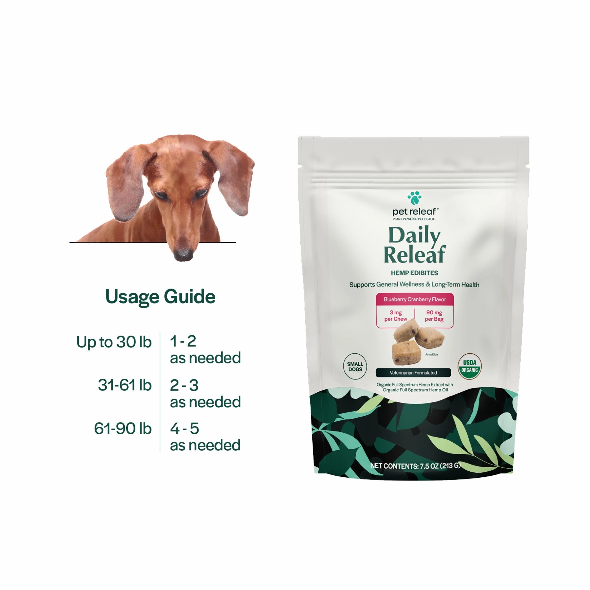 Pet Releaf Daily Releaf Edibites Blueberry & Cranberry Flavor for Small Dogs