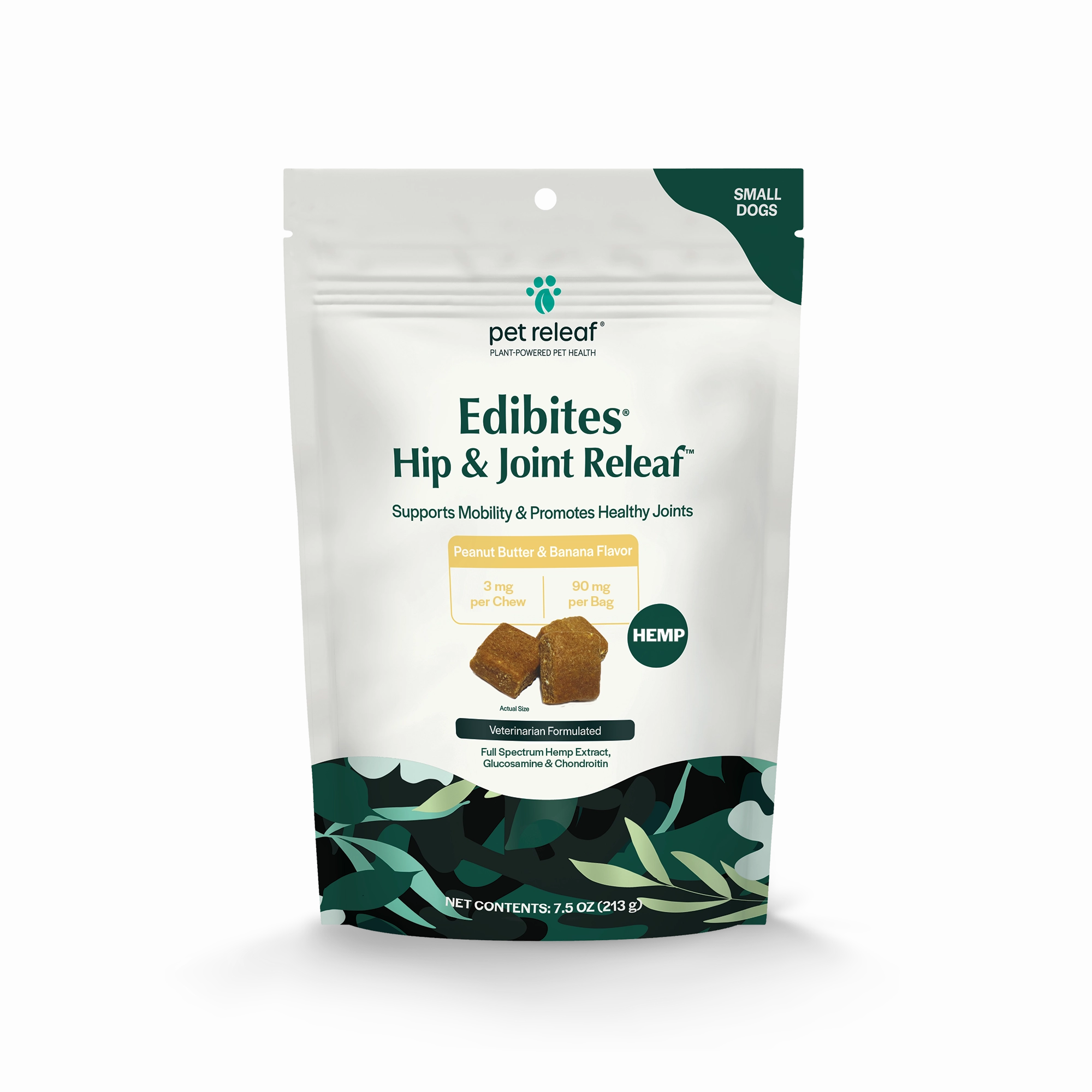 Pet Releaf Hip & Joint Releaf Edibites Peanut Butter & Banana Flavor for Small Dogs