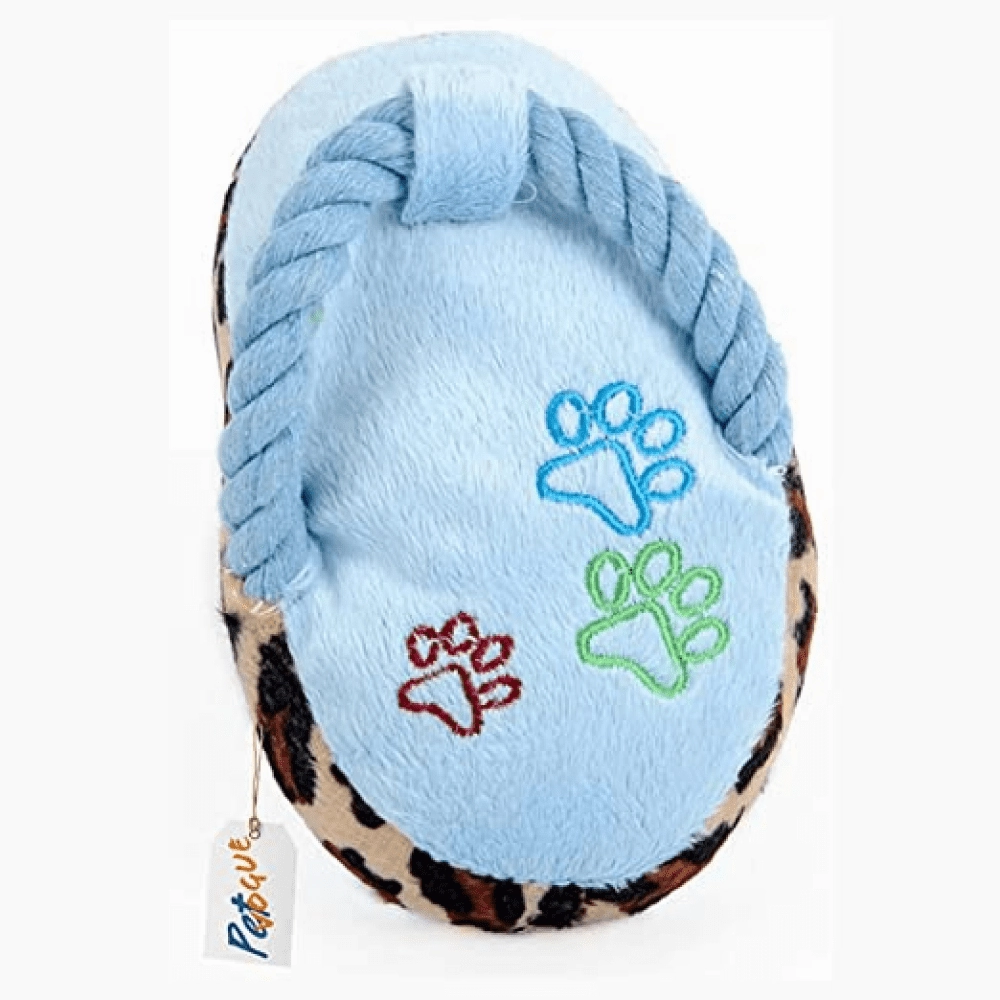 Pet Vogue Sandal Shaped Plush Toy for Dogs (Blue) | For Soft Chewers