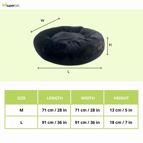 Petter World Anxiety Relieving Donut Bed for Dogs and Cats (Charcoal)