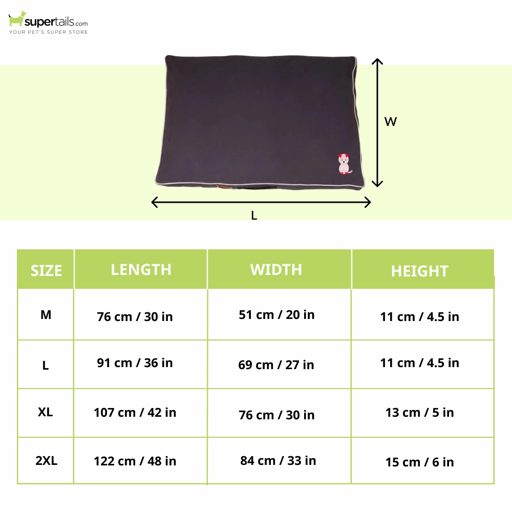 Petter World Comfort Flat Cushion Bed for Dogs (Autumn Grey)