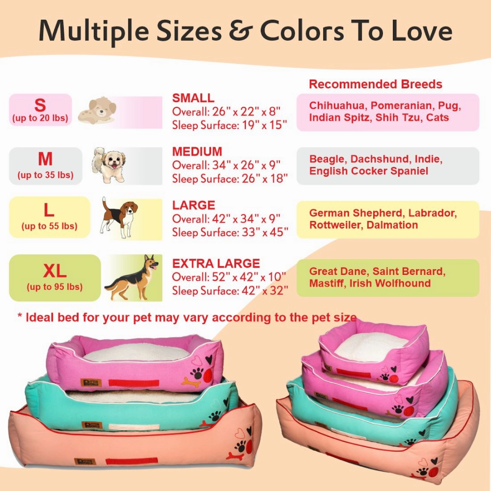 Petter World Ultra Luxury Cotton Canvas Lounger With Removable Sherpa Fur Cushion for Dogs (Peach Pearl)