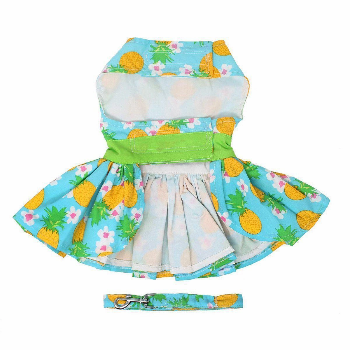 Pineapple Luau Dog Dress With Matching Leash