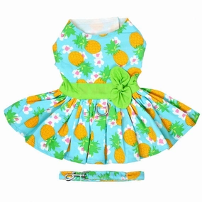Pineapple Luau Dog Dress With Matching Leash