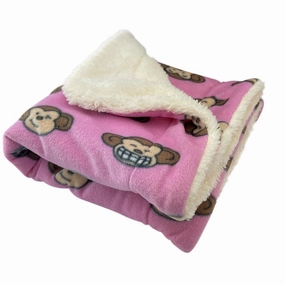 Pink Silly Monkey Fleece Dog Blanket