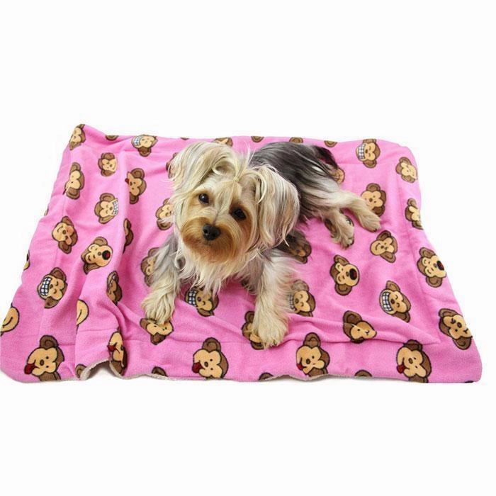 Pink Silly Monkey Fleece Dog Blanket