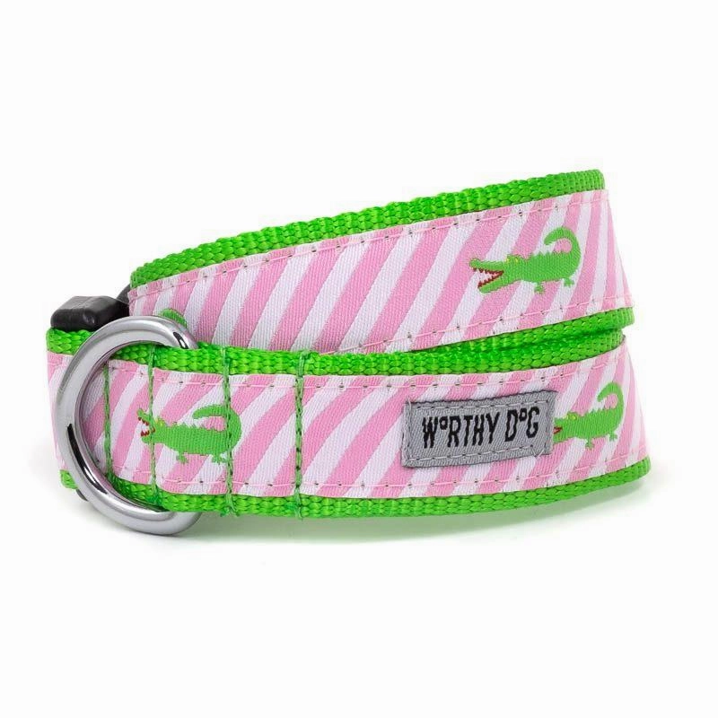 Pink Stripe Alligator Dog Collar