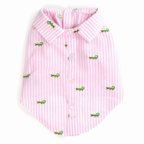 Pink Stripe Alligator Woven Dog Shirt