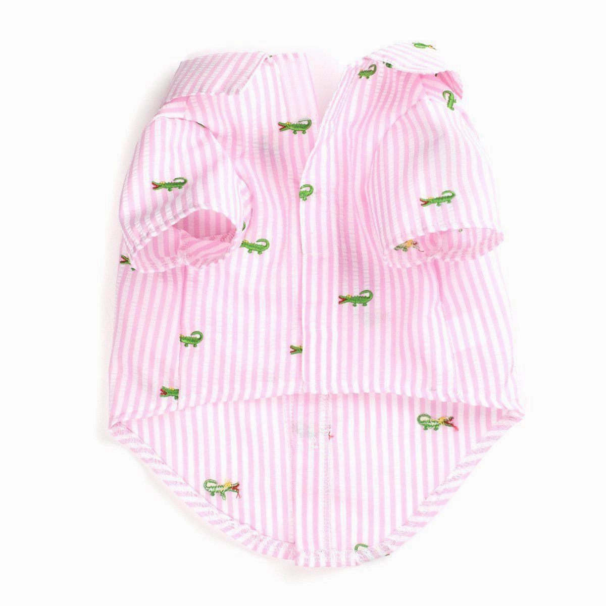 Pink Stripe Alligator Woven Dog Shirt