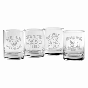Pit Bull Assortment Rock Glasses, Set Of 4
