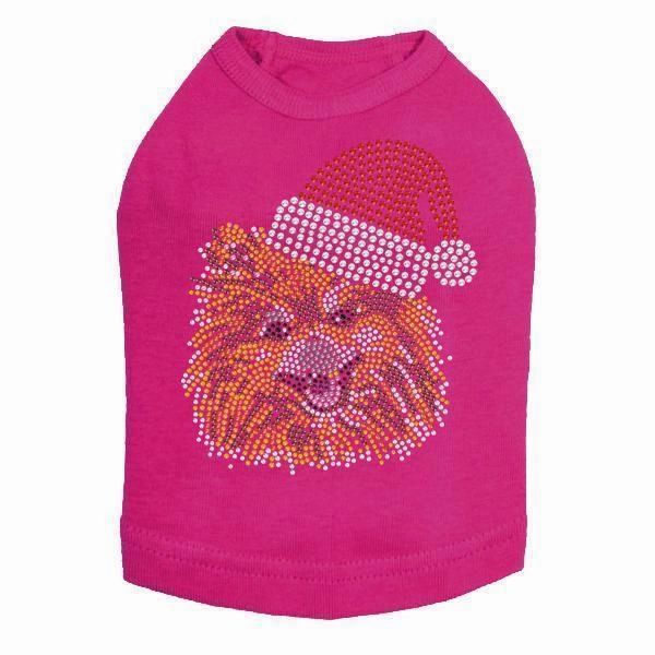 Pomeranian Santa Rhinestone Dog Tank