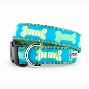 Preppy Bones Dog Collar Blue