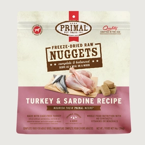 PRIMAL Freeze-Dried Raw Nuggets Turkey & Sardine Recipe for Dogs