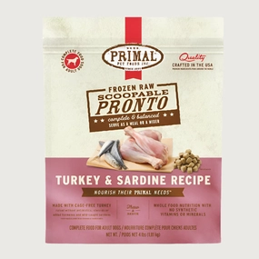 PRIMAL Pronto Frozen Raw Scoopable Turkey & Sardine Recipe for Dogs