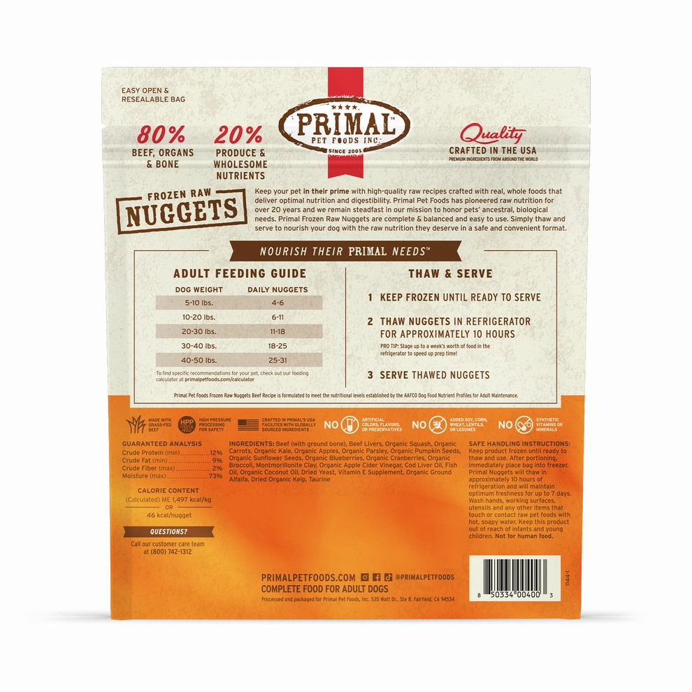 Primal Raw Frozen Beef Formula For Dogs