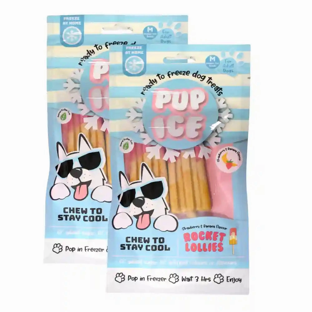 Pup Ice Meat Free Strawberry and Banana Flavoured Rocket Lollies Dog Treat