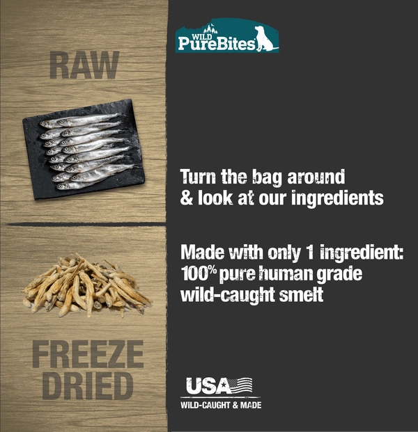 PureBites Wild Freeze Dried Smelt Dog Treats, 60g