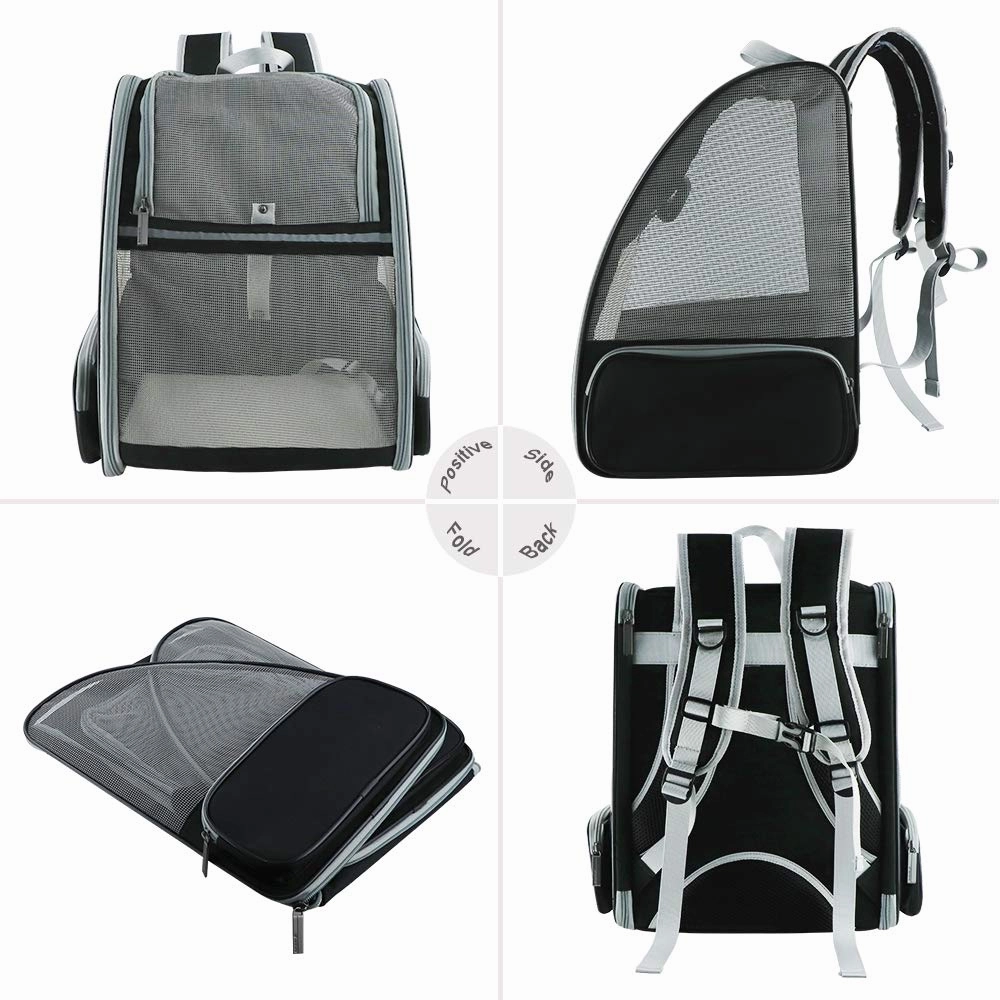 QPets Expandable Backpack for Dogs and Cats (Grey)
