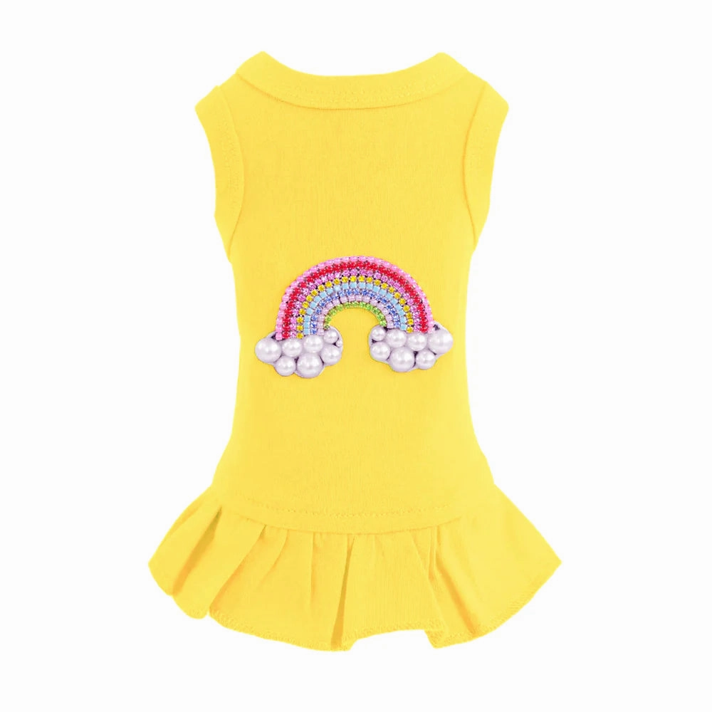 Rainbow Dog Dress Yellow