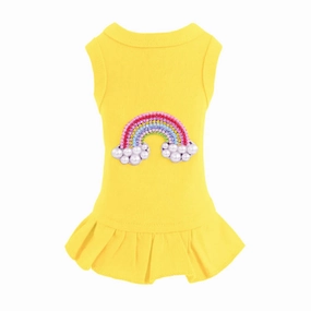 Rainbow Dog Dress Yellow