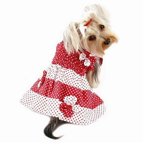 Red And White Polka Dot Dog Sundress
