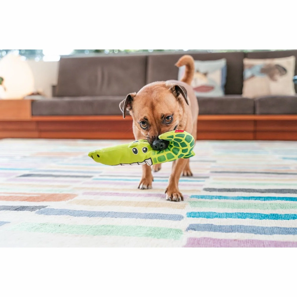 Red Dingo Durables Crocodile Fetch Toy For Dogs (Green)
