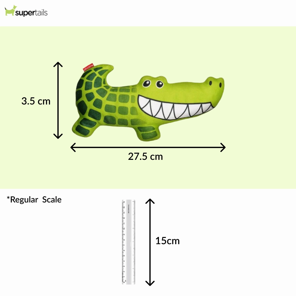 Red Dingo Durables Crocodile Fetch Toy For Dogs (Green)