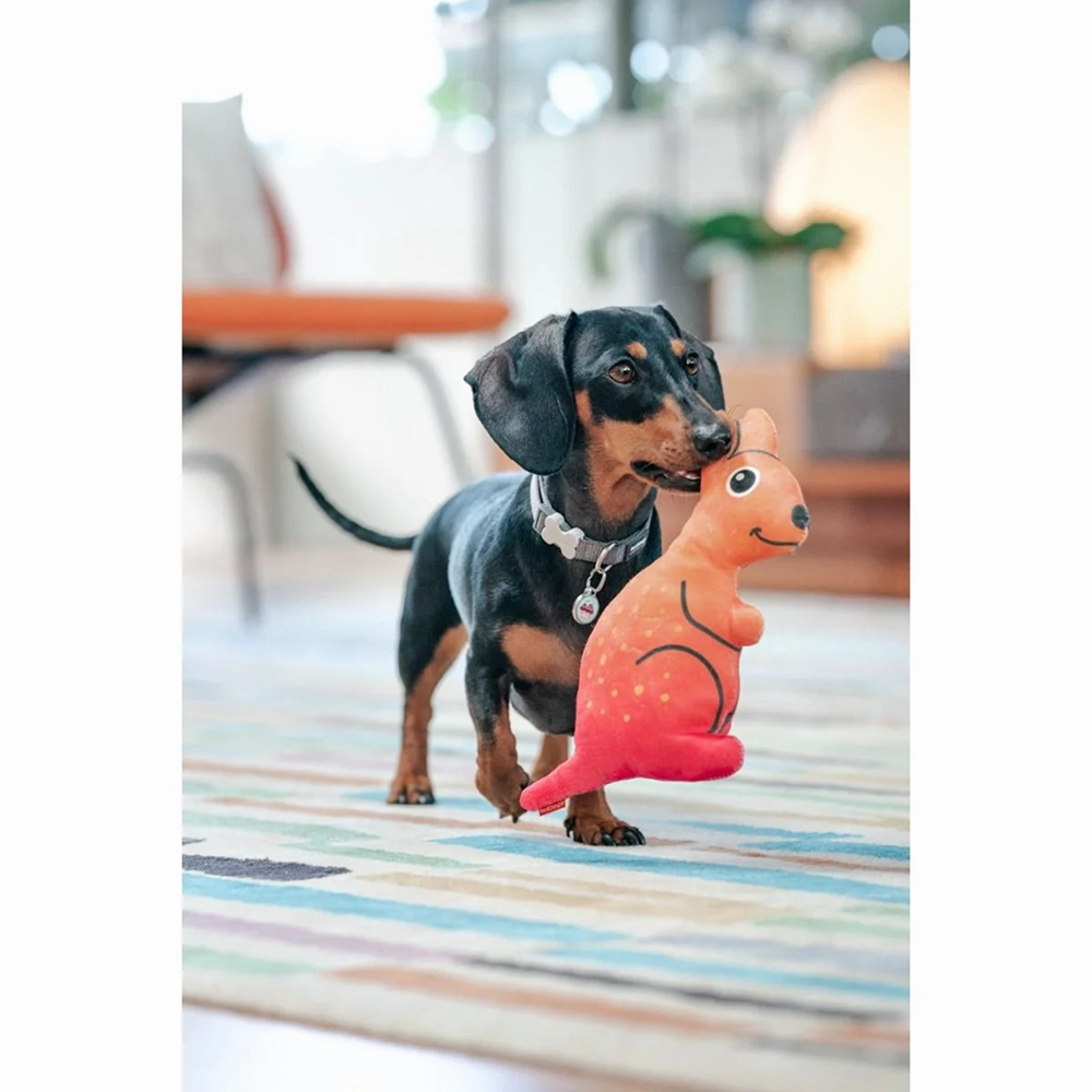Red Dingo Durables Kangaroo Fetch Toy For Dogs (Orange)