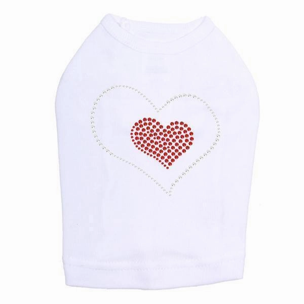 Red Heart Inside Heart Dog Rhinestone Tank