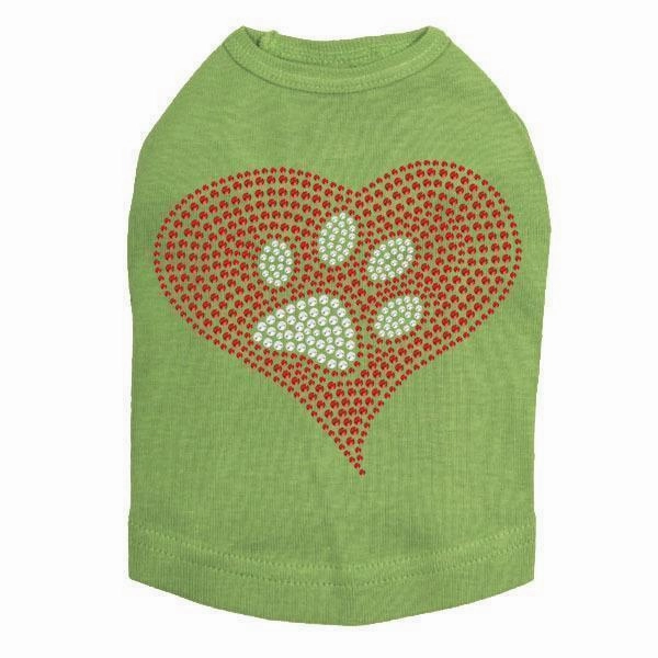 Red Heart Paw Rhinestone Dog Tank