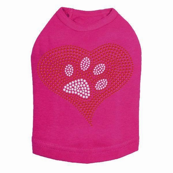 Red Heart Paw Rhinestone Dog Tank