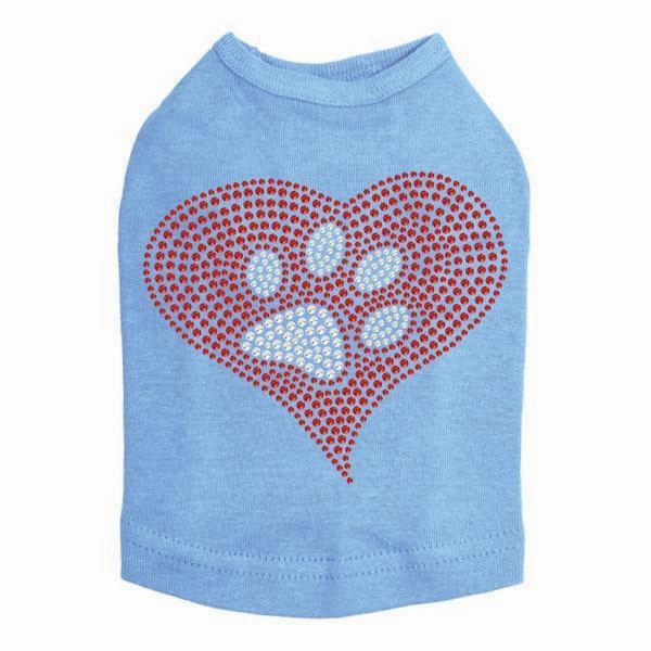 Red Heart Paw Rhinestone Dog Tank