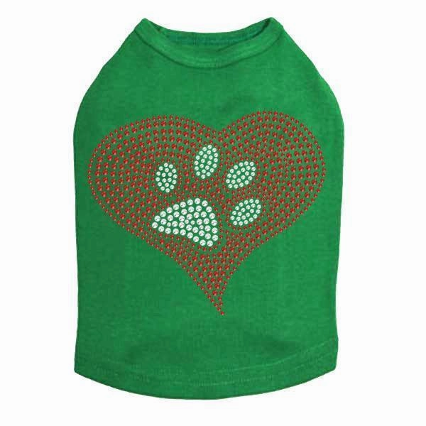 Red Heart Paw Rhinestone Dog Tank