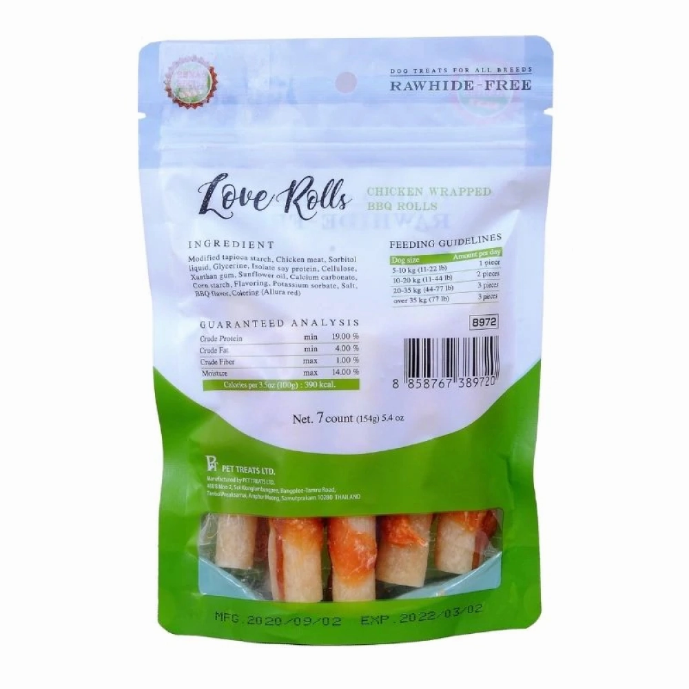 Rena Love Chicken Wrapped BBQ Rolls Dog Treats