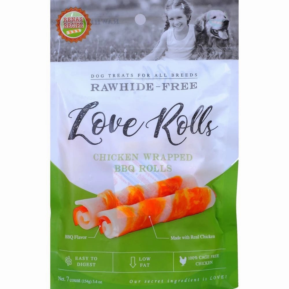 Rena Love Chicken Wrapped BBQ Rolls Dog Treats