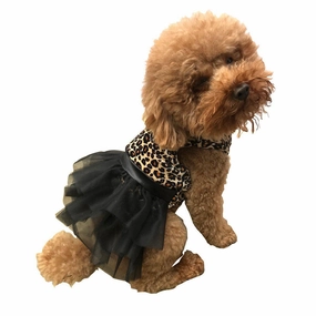Retro Leopard Velvet Fufu Tutu Dog Dress