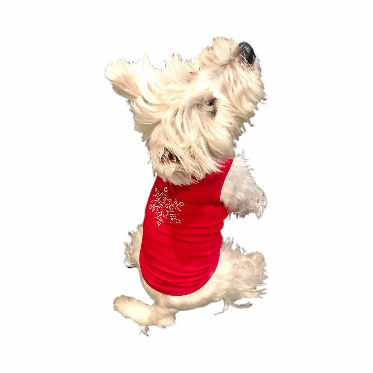 Rhinestone Snowflake Dog Tank Red