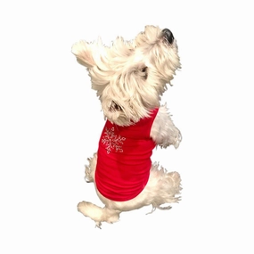 Rhinestone Snowflake Dog Tank Red