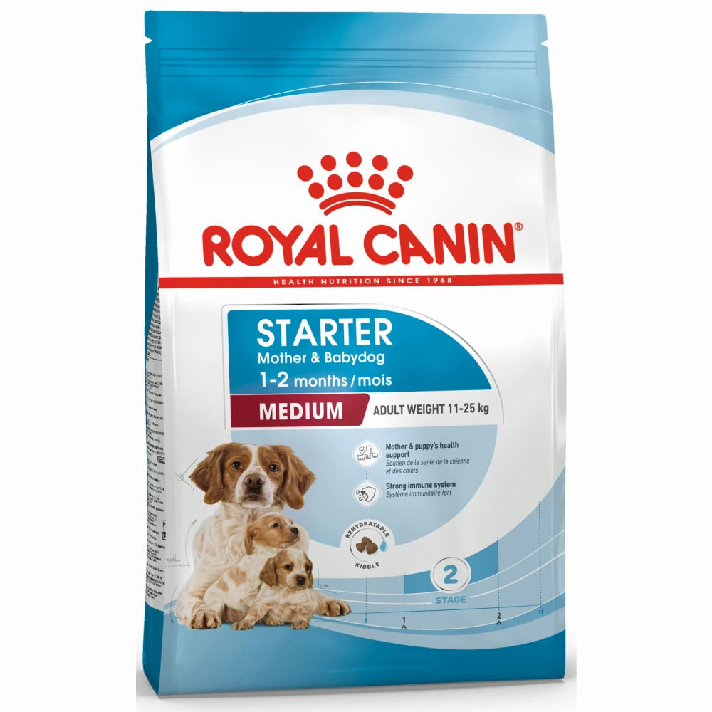 Royal Canin Medium Starter Dry Food for Medium Breed Dog and Puppies and Medium Puppy Dog Wet Food Combo