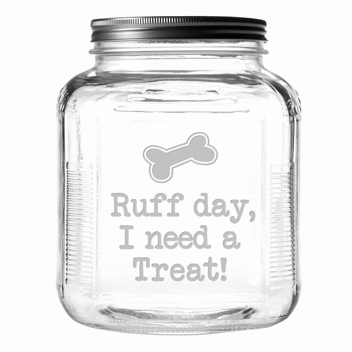 Ruff Day Dog Treat Jar With Brushed Lid