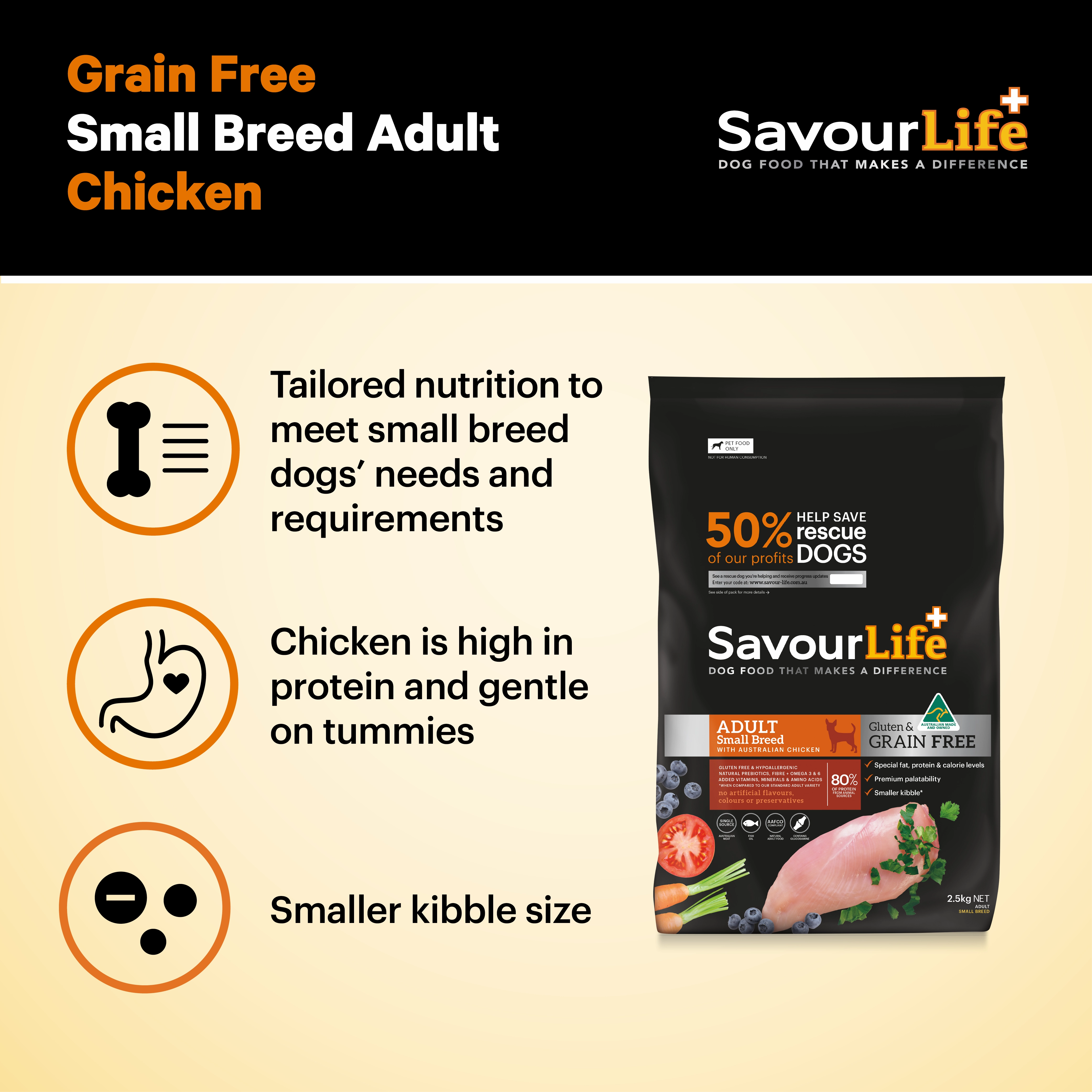 SavourLife - Grain Free Chicken Small Breed Dog Dry Food (2.5kg)
