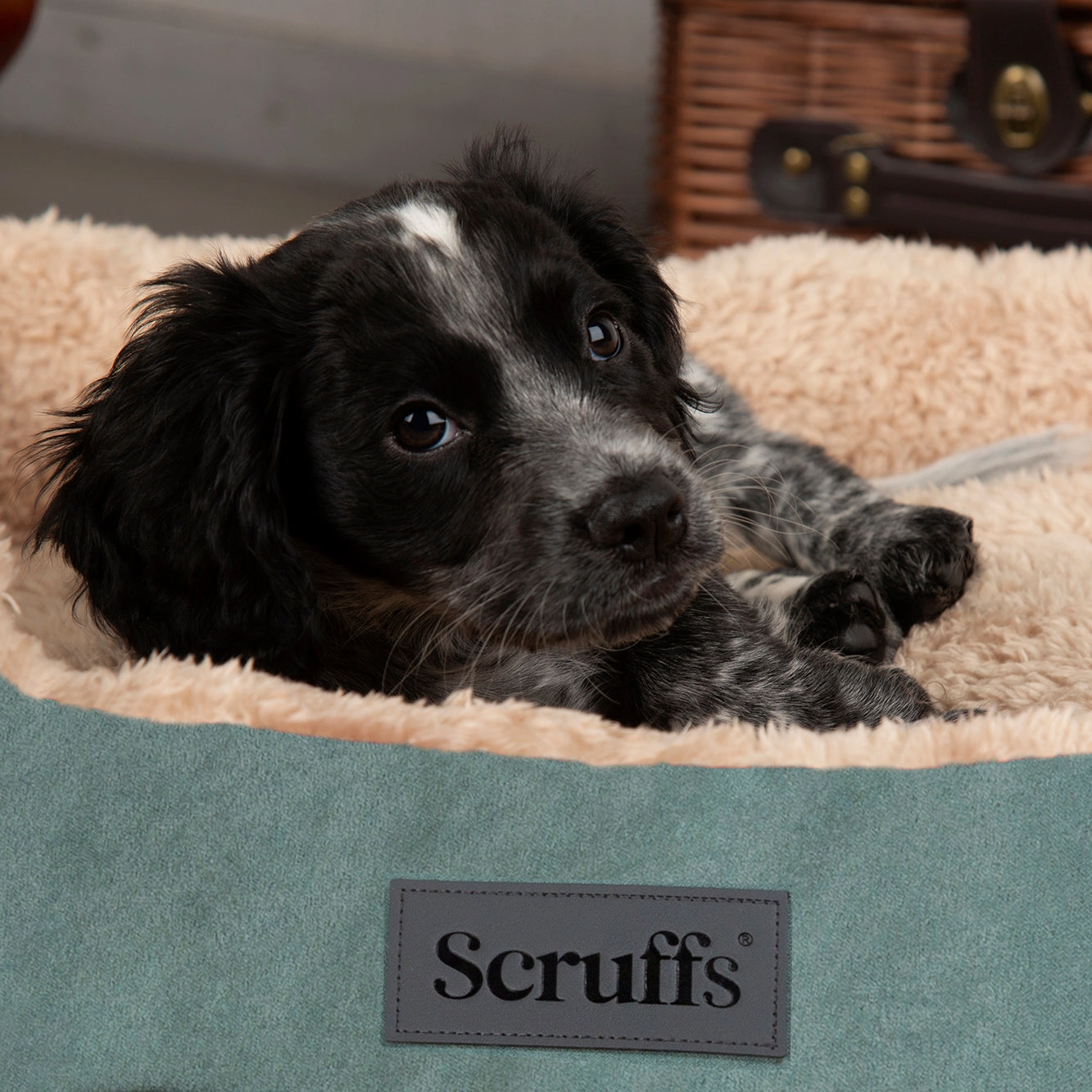 Scruffs - Cosy Box Bed Sage Green (60 x 50cm)