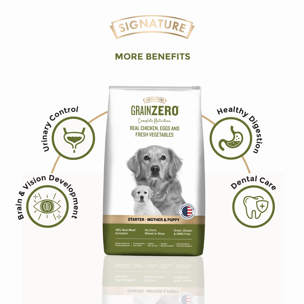 Signature Freedom Chicken and Rice Recipe and Grain Zero Real Chicken, Egg and Vegetables Mother and Puppy Starter Dog Dry Food Combo