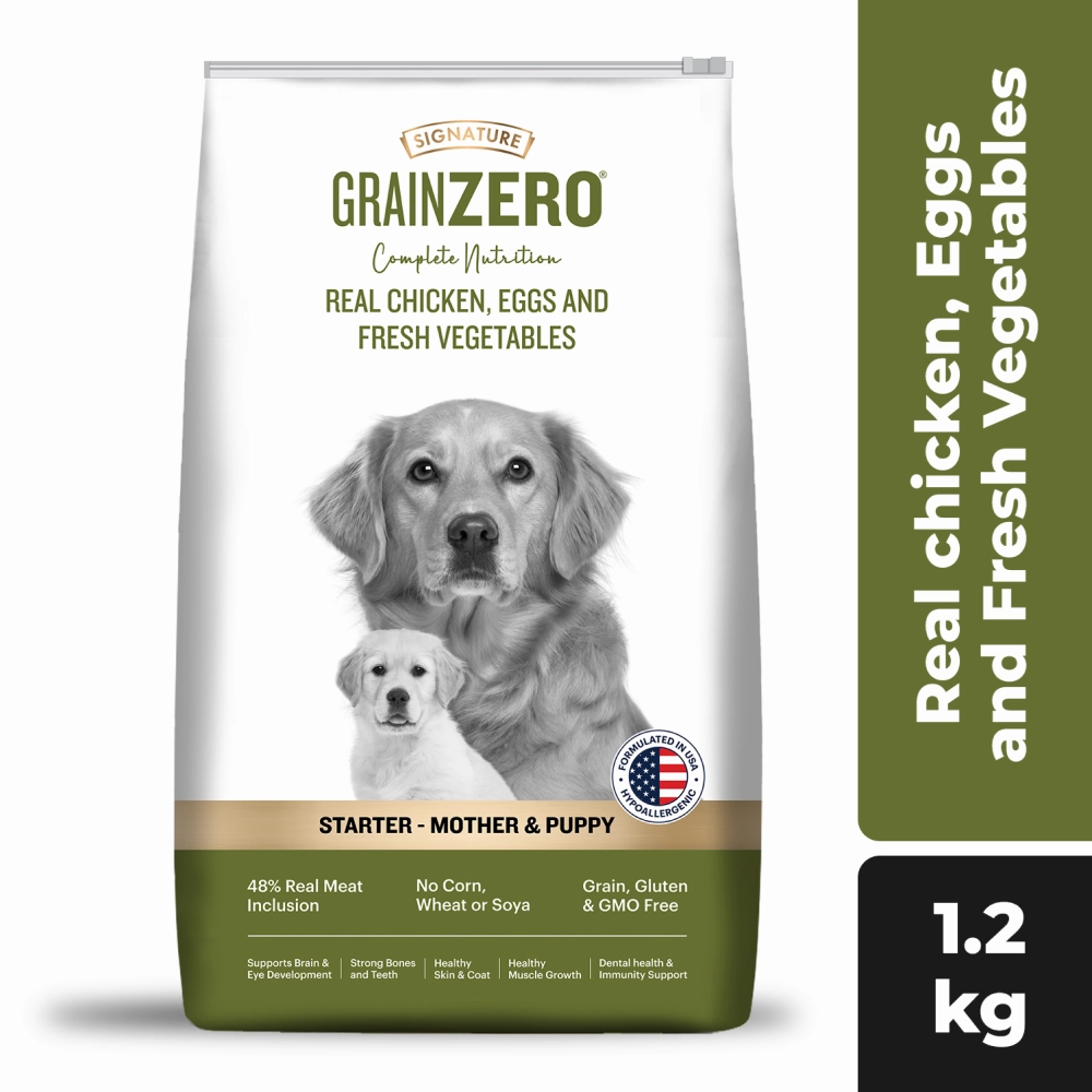 Signature Freedom Chicken and Rice Recipe and Grain Zero Real Chicken, Egg and Vegetables Mother and Puppy Starter Dog Dry Food Combo