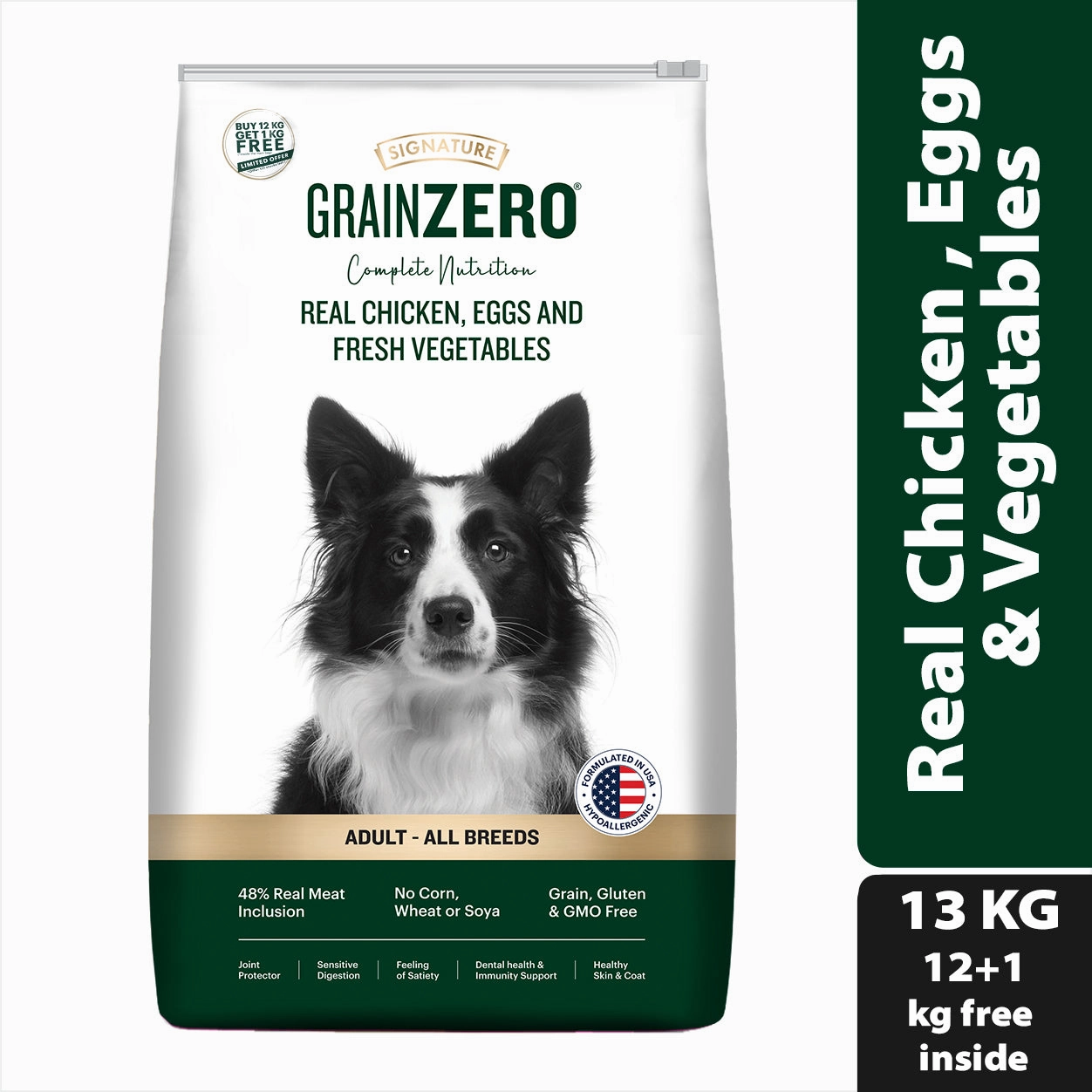 Signature Grain Zero Real Chicken, Egg and Vegetables Adult Dog Dry Food