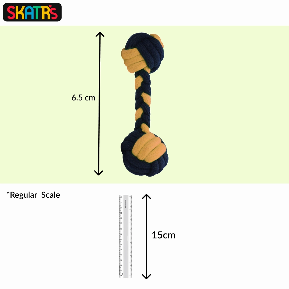 Skatrs Dumbbell Shaped Rope Chew Toy for Dogs and Cats (Blue/Orange)