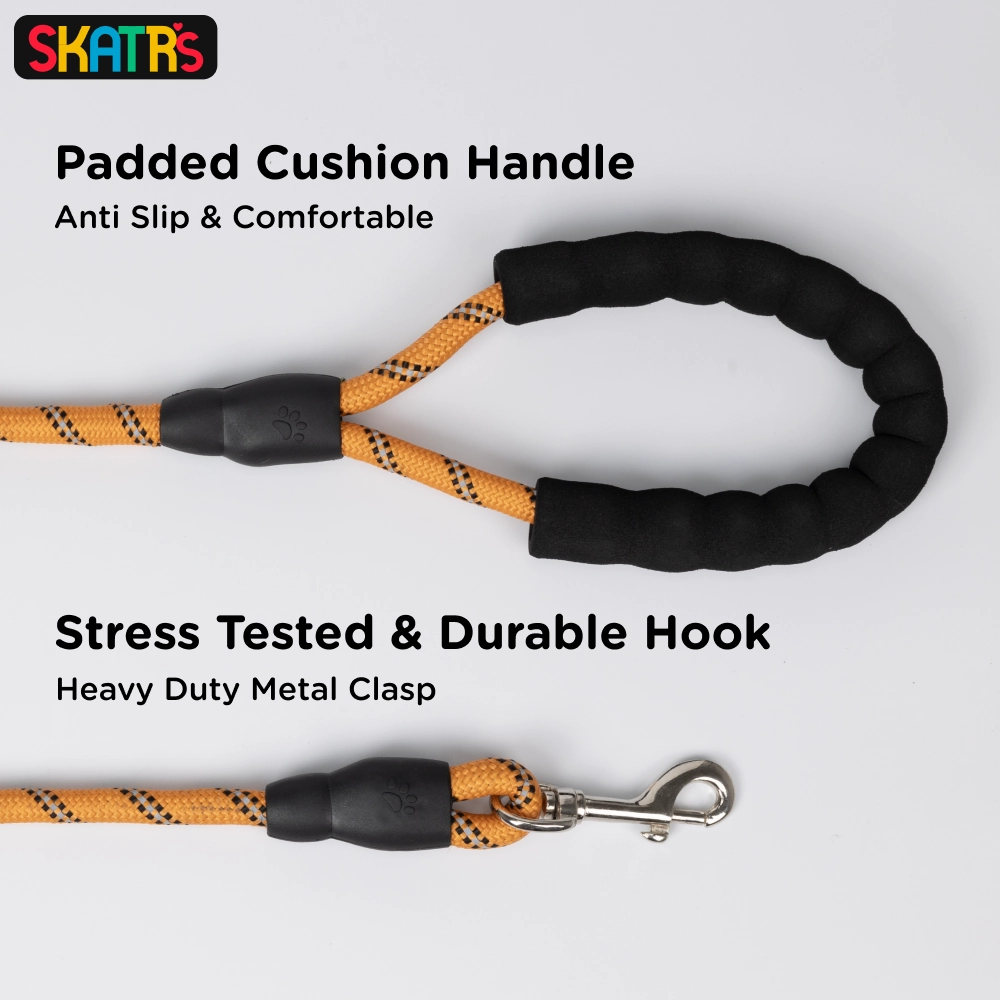 Skatrs Reflective Nylon Rope Leash for Dogs (Orange)